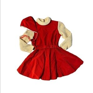 Vintage All Time Togs Girl’s Christmas Outfit Jumper With Bonnet Corduroy